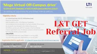 L&T Graduate Engineer Trainee 2021 Referral Based Job|