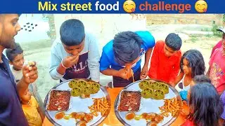 Mix thali,street food 😋 challenge|momos,chowmein, golgapa, pastry खाओ और जितो 500₹ इनाम 🤑🤑#challenge