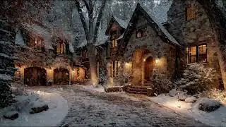 Soft Snowstorm Night with Gentle Wind Whispers and Falling Snow Sounds for Rest and Meditation
