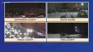 Puget Sound region waking up to snow, slick roads