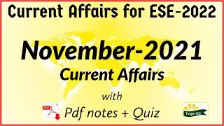 November Current Affairs 2021 | Monthly current affairs for ESE-2022 | Target IES