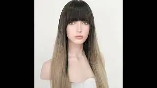 Black Ash Blonde Ombre Straight Synthetic Wig NS220
