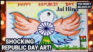 Republic Day Drawing Step by Step | Tri Colour Bird with Ashoka Chakra | Easy 26 January Art