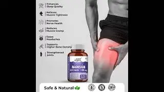 Magnesium Glycinate-60 Veg Tab, 1100mg Per Serving-Muscle & Nerve Health, Relaxation for Men & Women