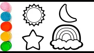 How To Draw a Picture of Sun,Star,Moon and Rainbow For Children | Beautiful Rainbow Sun Star & Moon