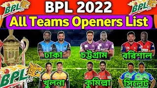 BPL 2022 All Teams Openers I All Teams Openers BPL 2022 I BPL 2022 All Teams Final Squad I BPL 2022