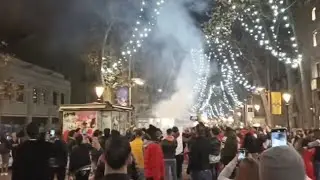Morocco fans set off fireworks in Barcelona to celebrate World Cup win over Spain