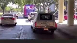 THE TRUMP HEARSE CHASING DOWN THE BIDEN BUS IN HOUSTON TEXAS