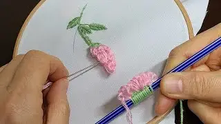 fruits & flowers embroidery  with raised stem stitch band how to do easy cozy design