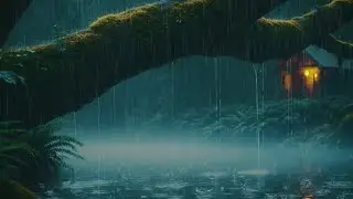 Deep Sleep Rain Sounds ( NO ADS) 🌧️Forest Cabin at Night by the River