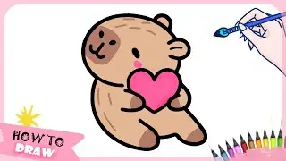 HOW TO DRAW CAPYBARA HUGGING HEART