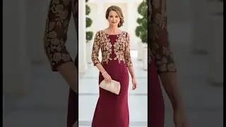 Gold Embroidered Burgundy Dress for Mother of the Bride