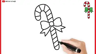 HOW TO DRAW A CHRISTMAS CANDY CANE EASY / CANDY DRAWING / Christmas Drawing #6