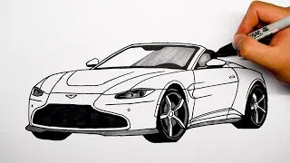 How to draw a car - Aston Martin Vantage roadster - Step by step #1