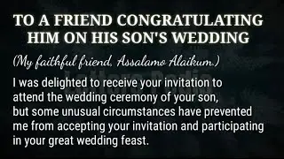 Write a letter to your friend congratulating him on the marriage of his son's/Letters Pedia