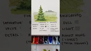 How to paint the foreground versus the background in watercolor landscape #watercolor #watercolorart