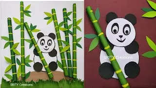 cute paper panda wallhanging // wallmate // bamboo tree wallhanging || paper panda / paper craft