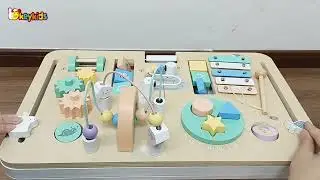 Learning with Okeykids Wooden Activity Table for Kids