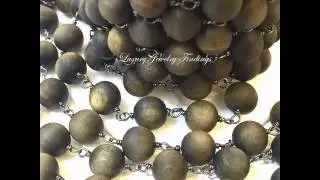 Wood Wrapped Chain, Wood Beaded Chain for Necklace, Wood Chain by Foot, Jewelry Making