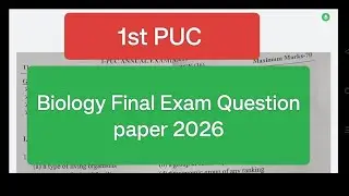 1st PUC Biology Final Exam Question Paper 2026