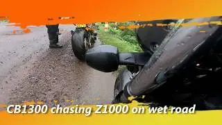 [4k] CB1300 vs Z1000 on wet road
