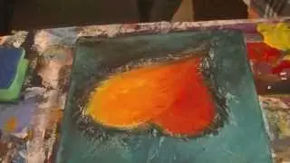 Abstract Painted Heart, abstraktes gespachteltes Herz, Acrylmalerei