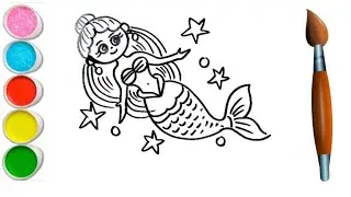 Mermaid Drawing for kids | How to draw mermaid | Coloring & Painting | Toddlers drawing #mermaid 