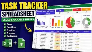 Task Tracker Spreadsheet: Excel & Google Sheets Project Management (Digital Download)