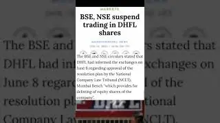 DHFL STOCKS TRADING SUSPENDED !!!! WATCH TO KNOW MORE !!! #shorts
