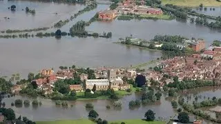 Live aerials of flooding in Gloucestershire as hundreds of homes evacuated in UK