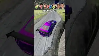 🚗 Messi Cars Team vs Ronaldo Cars Team Jump Challenge ⚽️🏆  #Shorts #beamngdrive
