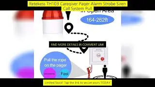 Retekess Th103 Caregiver Pager Alarm Strobe Siren Call System Pull Rope