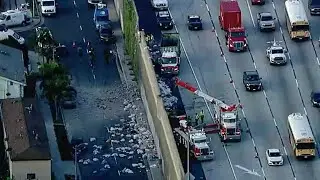 Major damage after fiery trash truck crash in South LA