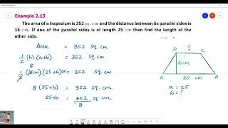 Class 7 TN Maths Term I  2.MEASUREMENTS  Example 2.13The area of a trapezium is 352 sq. cm and