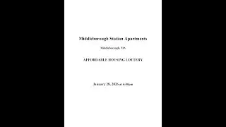 Middleborough Station Apartments - Affordable Housing Lottery