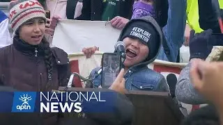 Young Indigenous singer takes the stage at climate change rally in Edmonton | APTN News