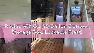 Review VINGLI 75 Gallon Outdoor Storage Box, Lockable Plastic Storage Containers with Lid, Patio Dec