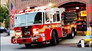 FDNY ENGINE 94 RESPONDING FROM QUARTERS ON SENECA AVENUE IN HUNTS POINT, THE BRONX, NEW YORK CITY.