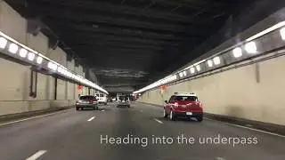 Drive on Mass Pike from South Station to I-95 interchange