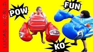 MEGA BOXING GLOVES & SUMO BODY BUMPERS CRAZY FUN GAME! SAFE KIDS TOYS & PARTY GAMES!