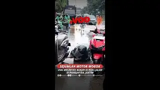 SEJUMLAH MOTOR MOGOK USAI MELINTASI BANJIR DI RUAS JALAN DI PANJAITAN, JAKTIM #short