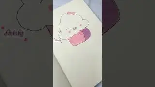 easy cute cupcake art with brush pen #art #brushpen  #easy #trending #viral #youtubeshorts #shorts