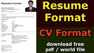 cv format for job || resume format for freshers || How to write a CV || how to write a resume ||