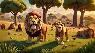 Four Laughing Lions Roar and Run | Counting Song for Kids | Nursery Rhymes and Baby Songs