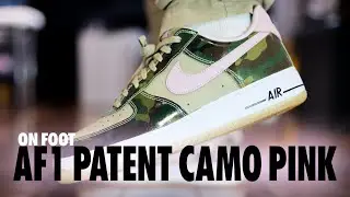 ON FOOT! Nike Air Force 1 '07 LV8 Patent Camo Pink Khaki White Black Schopes 4K HQ1967-200