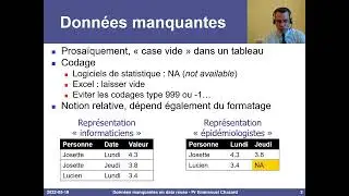 Imputation de donn&eacute;es manquantes en recherche en sant&eacute;