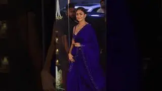 Mrunal Thakur looks beautiful in Blue Saree as she arrives for Diwali Party #shorts #mrunalthakur