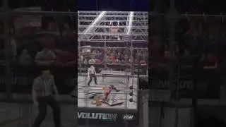Pumphandle Half Nelson Driver through the cell #wwe2k22 #wwe2k #gaming #hellinacell #gamingshorts