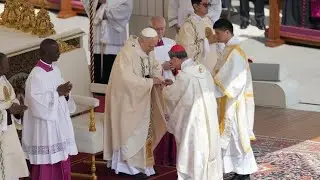 Pope Leo XIV inaugurated as pontiff at a Mass in St Peter's Square,Received  the official ornaments.