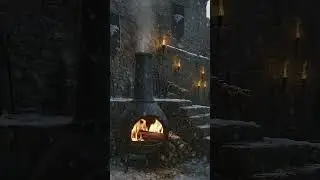 Winterfell Courtyard Fireplace 🔥 Game of Thrones Ambience | Relaxing Medieval Music, Snow & Fire